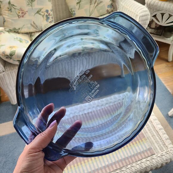 Vintage Anchor Hocking Ovenware Cobalt Blue Deep Dish 9-Inch 1 Qt. Pie Plate - Picture 2 of 8